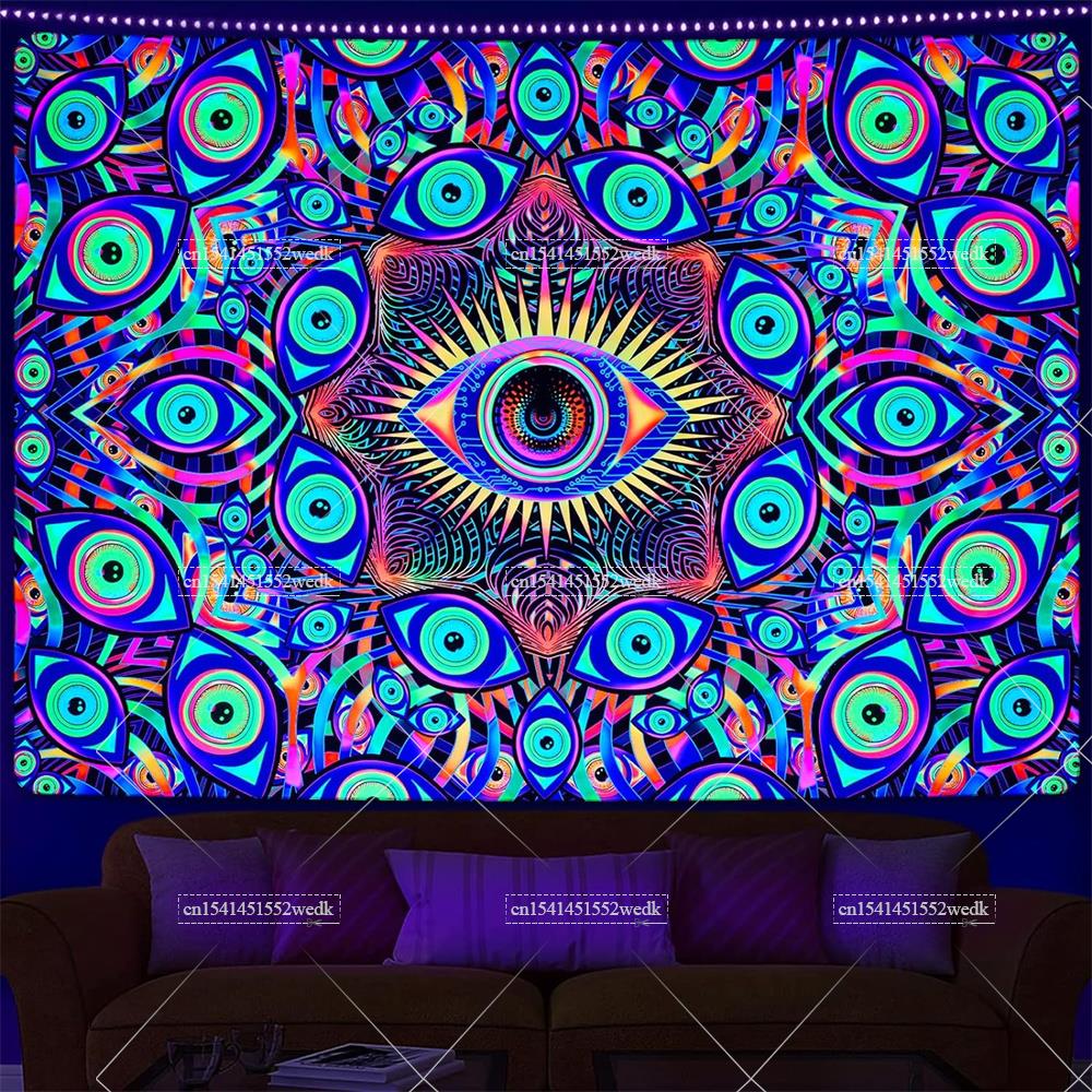 Blacklight Eyes Tapestry Boho  - Home Decor Hippie 评论和价格