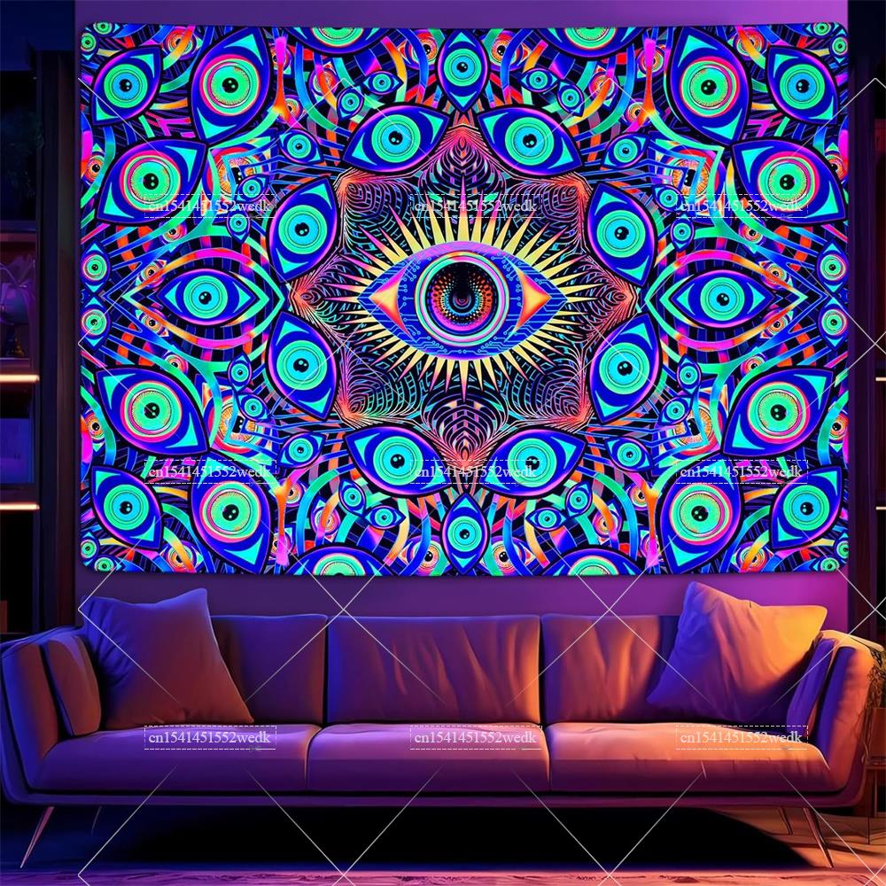 Blacklight Eyes Tapestry Boho  - Home Decor Hippie 评论和价格
