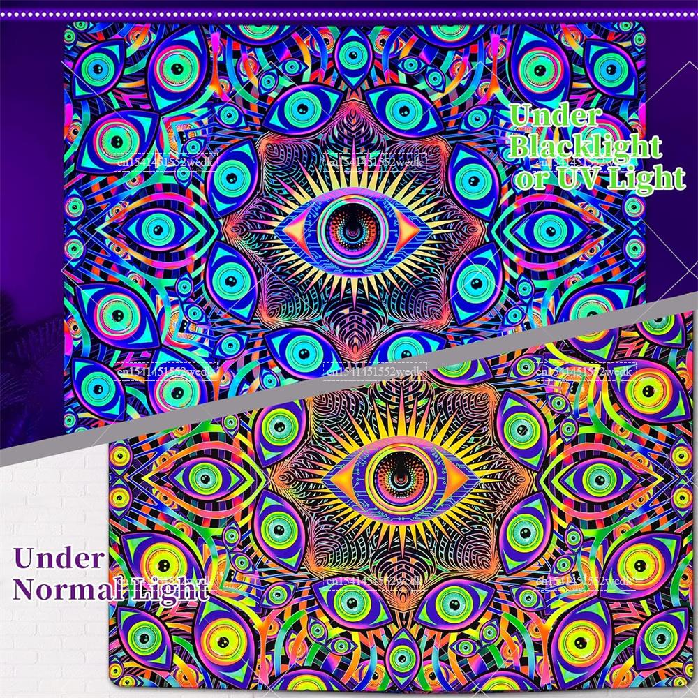 Blacklight Eyes Tapestry Boho  - Home Decor Hippie 评论和价格